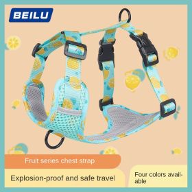 Dog Harnesses; New style dog chest strap vest big dog chest strap explosion-proof flush walking dog rope reflective pet traction rope - Lake blue - S