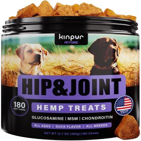 Glucosamine for Dogs Functional Dog Joint Supplement Chondroitin MS Hemp Oil Supports Better Mobility Hip and Joint Health 180 Duck Flavored Dog Chews