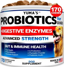 Probiotics for Dogs and Digestive Enzymes 170 Dog Probiotics Chews Fiber Supplement Anti Diarrhea Upset Stomach & Gas Relief Constipation Canine